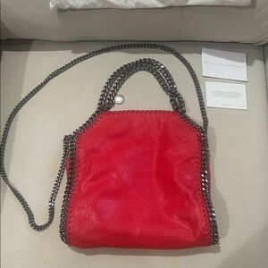 Stella McCartney Vibrant Red Shoulder Bag with Chain Detail